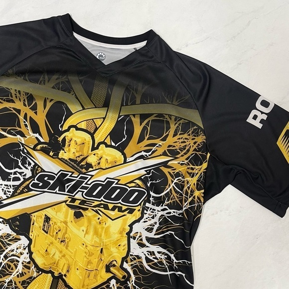 Brp Ski-Doo Black Yellow Snowmobile Short Sleeve Shirt Size Large - Picture 3 of 6